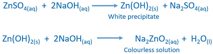 Zn2+ ion and NaOH reaction